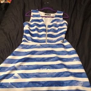 blue and white dress